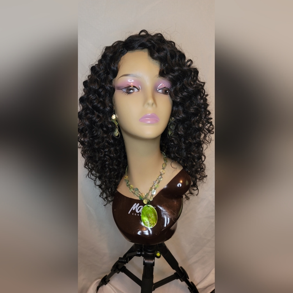 New Handmade Beach Curl Crochet Wig color #1B